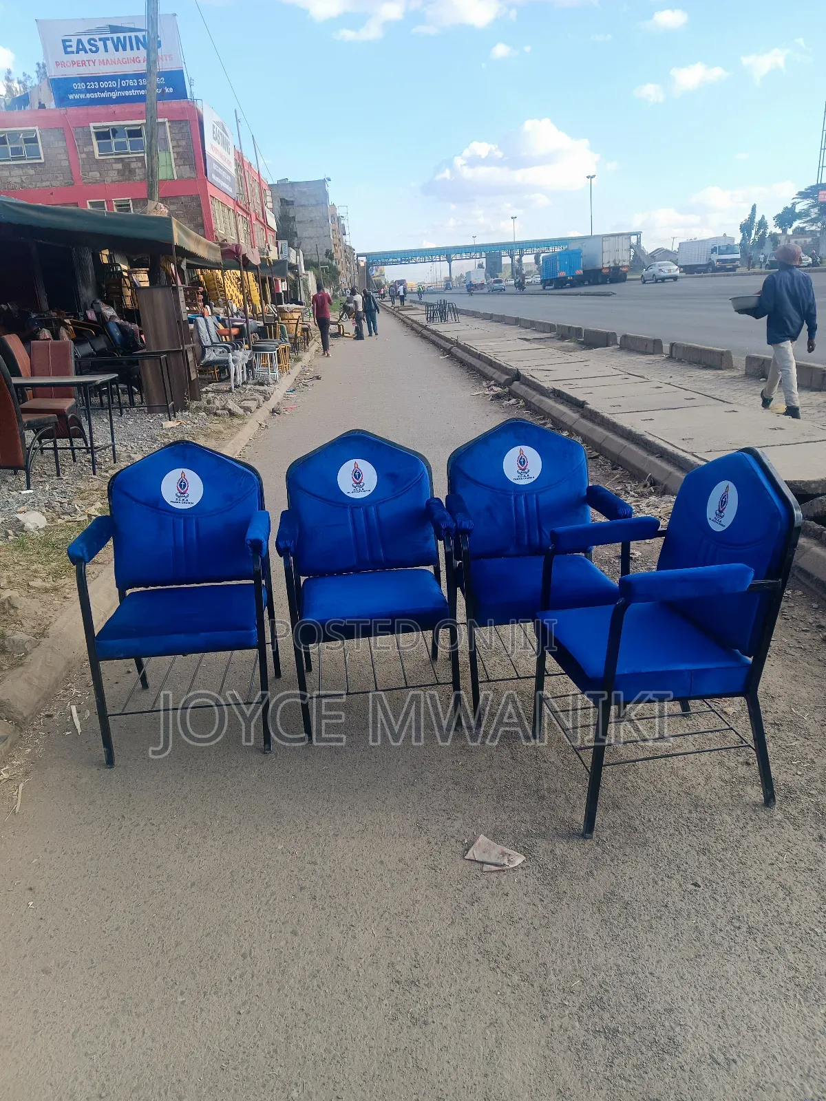 Blue Church Chairs, With Logo