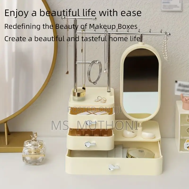 Jewelry Display / Organizer Storage Box With Mirror
