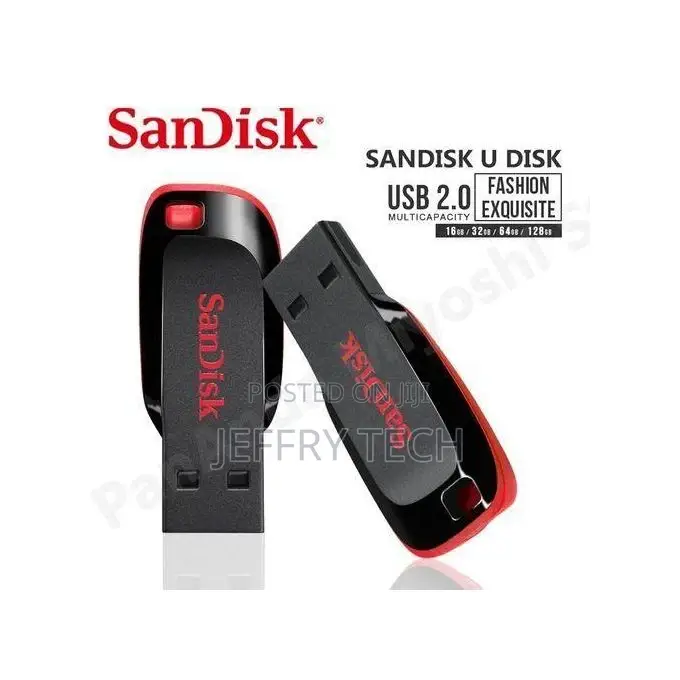 Sandisk 128gb Original Cruzer Blade Flash Disk - Black Red