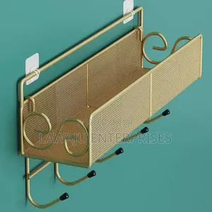 Self Adhesive Gold Mesh Rack With Hooks