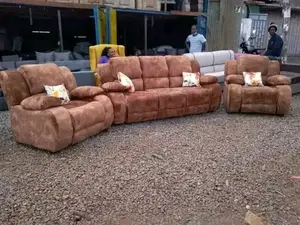 Semi-Recliner Velvet Made Sofas 5-Seater