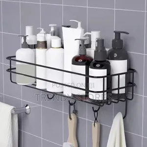 Black Bathroom Shelf With Hooks