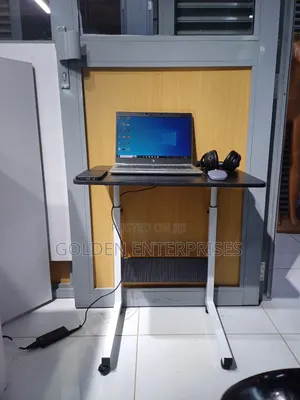 Black Adjustable Laptop Table With Wheels