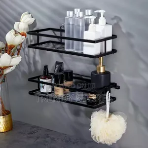 2 PC Black Rectangular Shower Caddy