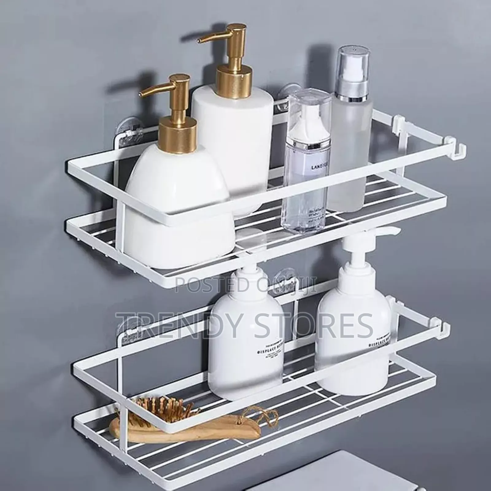 2PC White Rectangular Shower Caddy