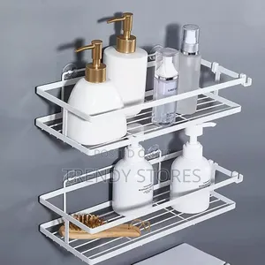 2PC White Rectangular Shower Caddy