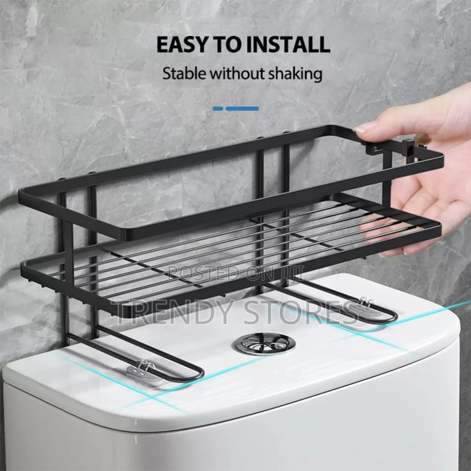 Self Adhesive Black Toilet Storage Rack