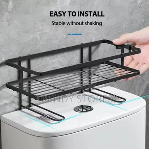 Self Adhesive Black Toilet Storage Rack