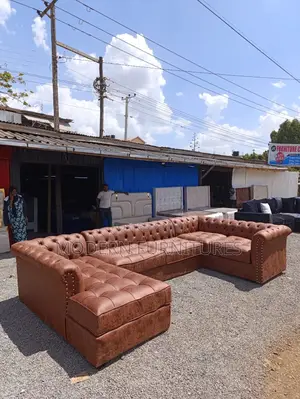 Elegant,Brown 9 Seater U-Shaped Sofa