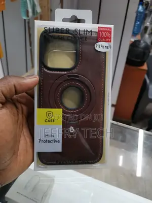 Magnetic Leather Case Stand iPhone 14 Pro Max Brown