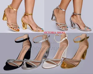 Gold Silver Chunky Heel