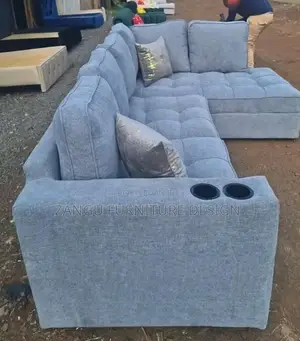 L-Shaped Sofas Corner Seats With Fiber and Spring Cushions
