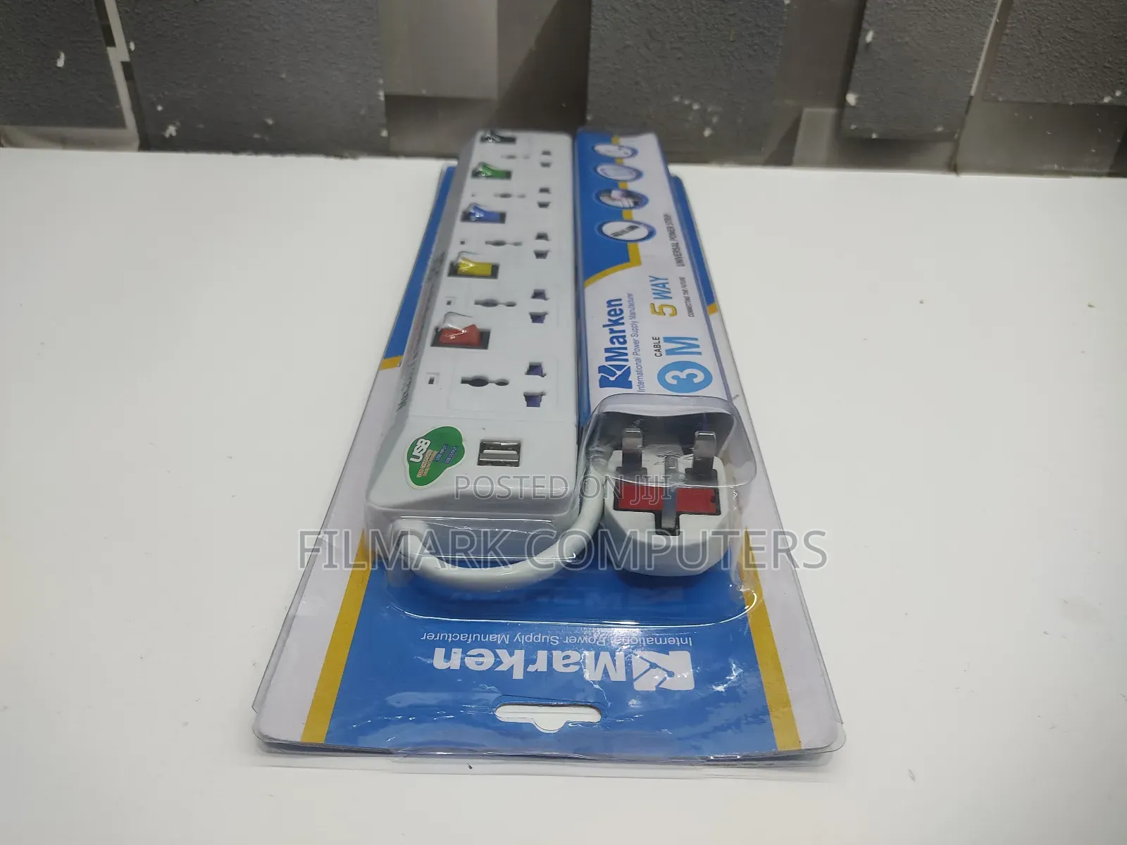 Marken 5way Extension With 2 USB Ports With 3M Cable