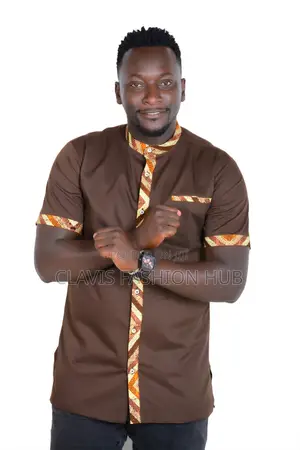 Brown Short Sleeve Shirt for Men