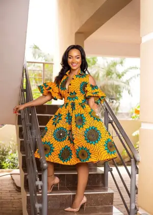 Kitenge Knee Length Dress for Ladies