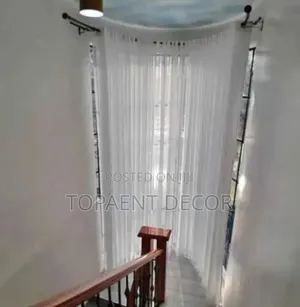 Cornered Window White Curtain Sheers