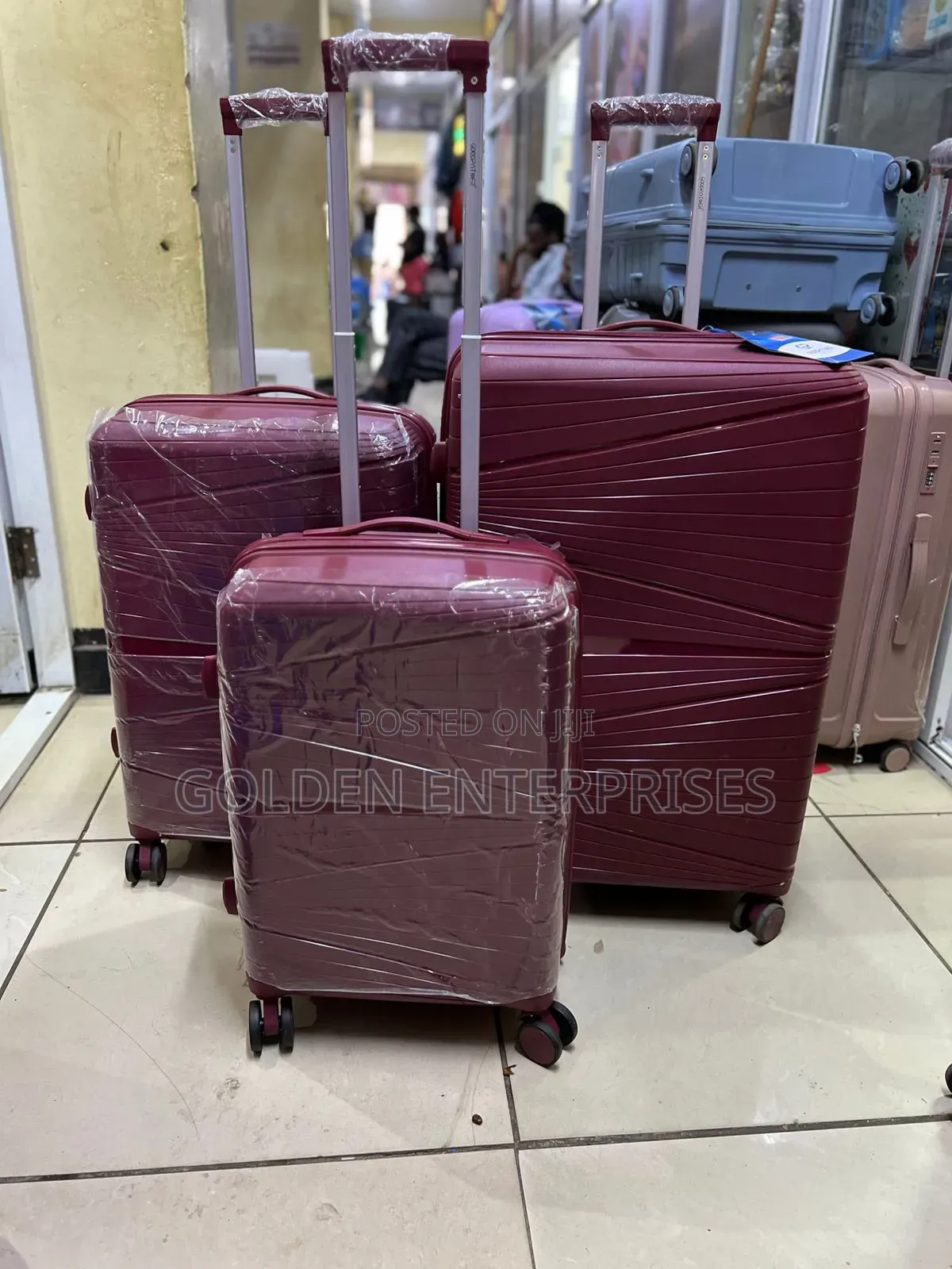 Maroon Unbreakable Rubber Suitcase Size 2 3in1