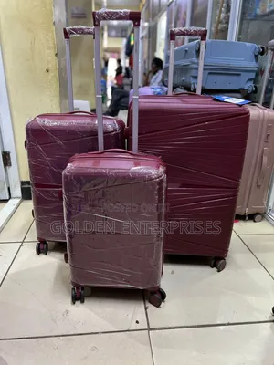 Maroon Unbreakable Rubber Suitcase Size 2 3in1