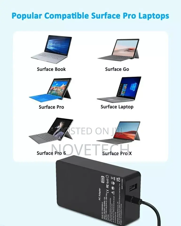 UK Surface Charger 65W 15V 4A for Microsoft Surface