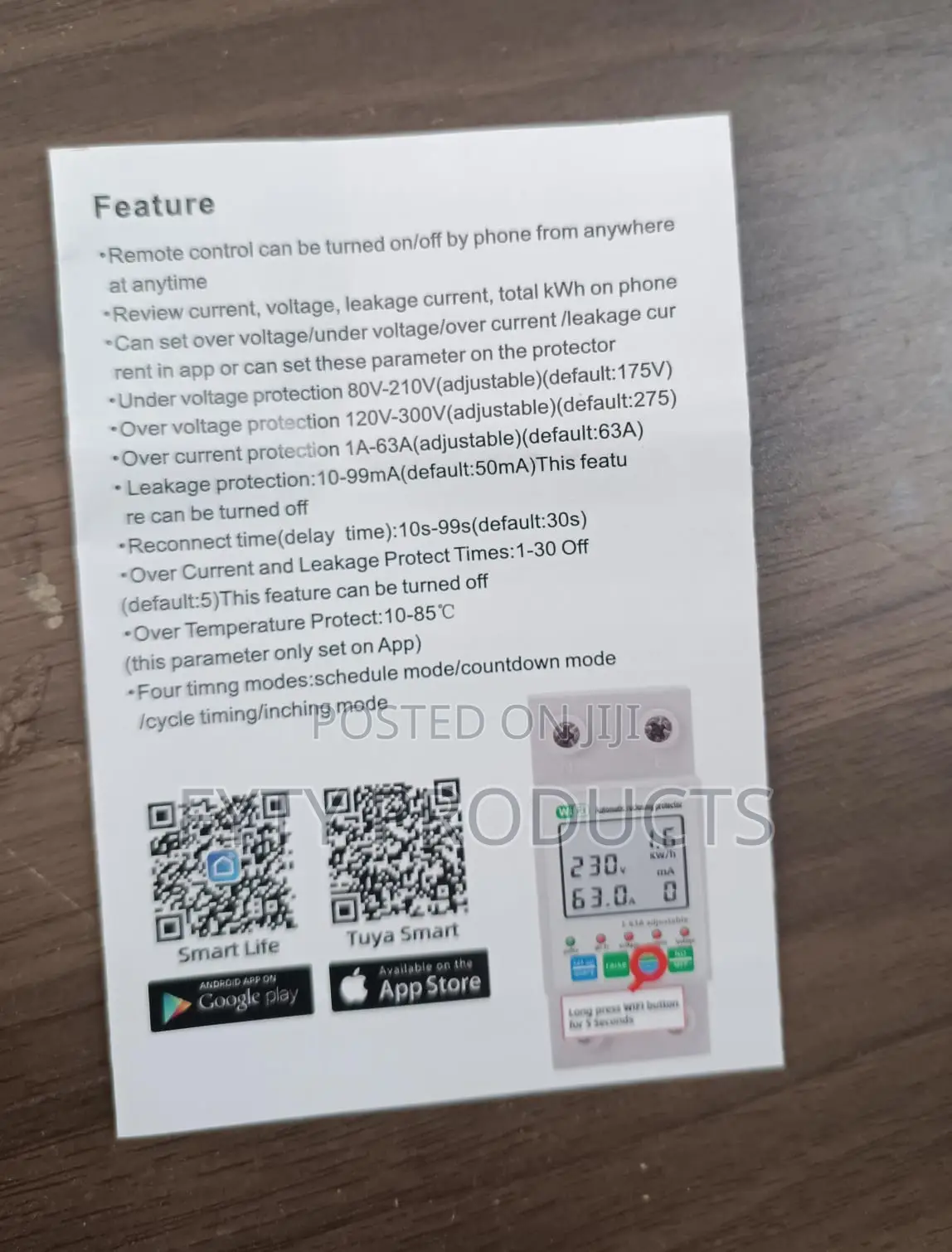 63A TUYA Wifi Smart Earth Leakage Circuit Breaker