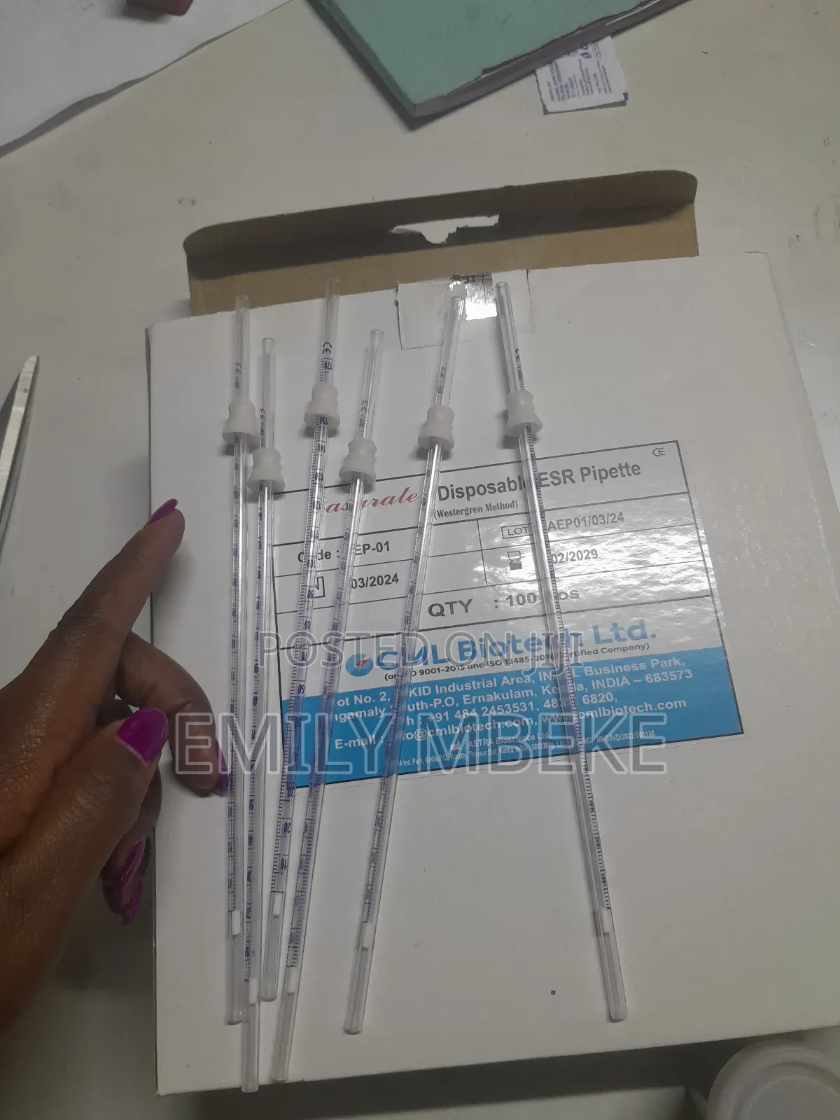 Disposable ESR Pipette