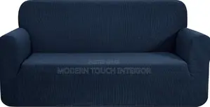 Elastic Plain Blue Sofa Cover