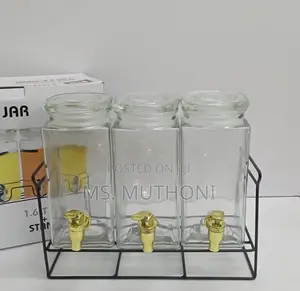 1600 Ml TRIPPLE GLASS Beverage Dispensers Set