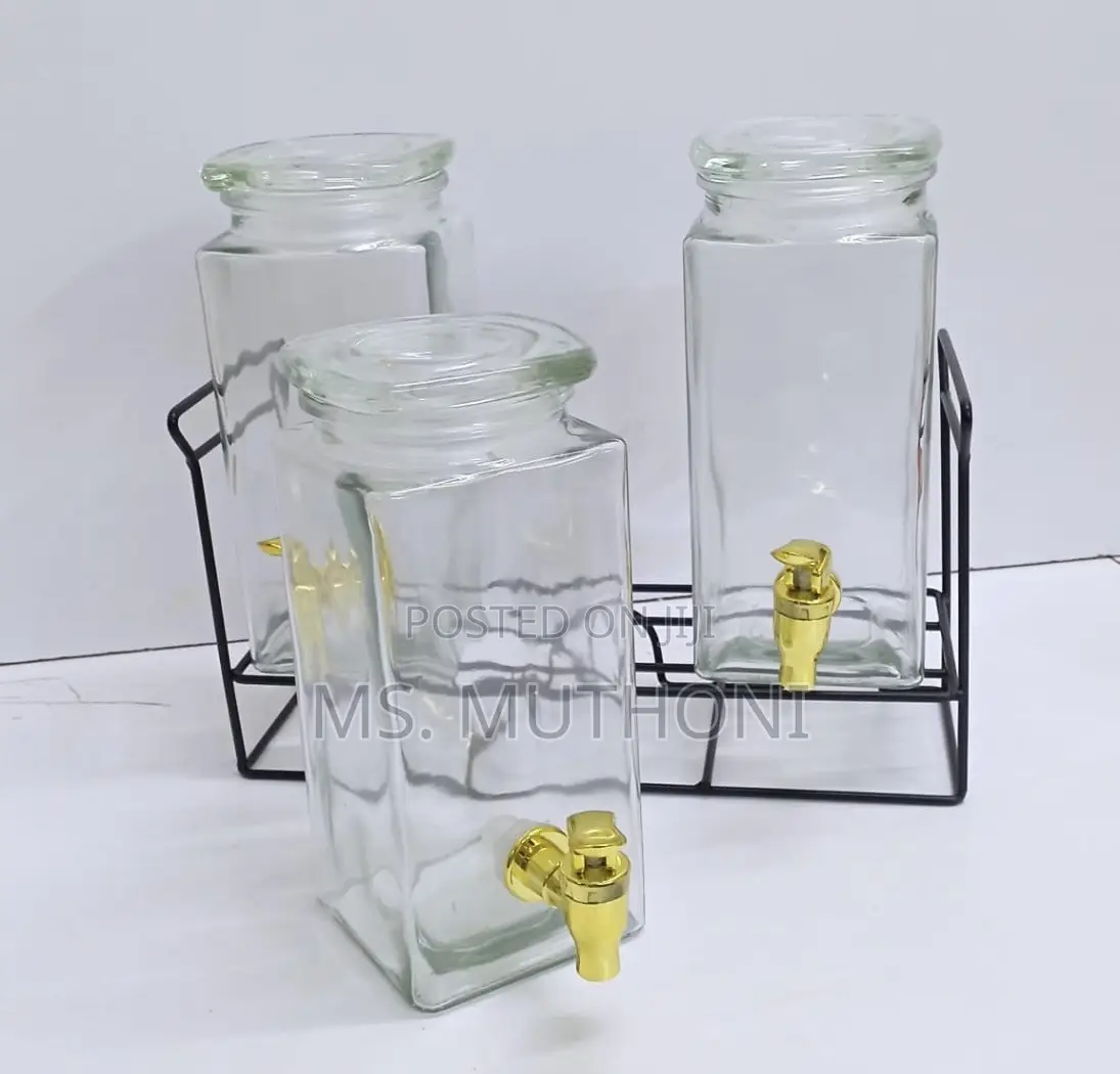 1600 Ml TRIPPLE GLASS Beverage Dispensers Set