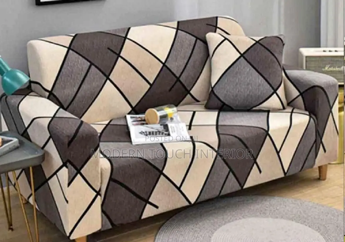 Brown Printed Sofa Cover