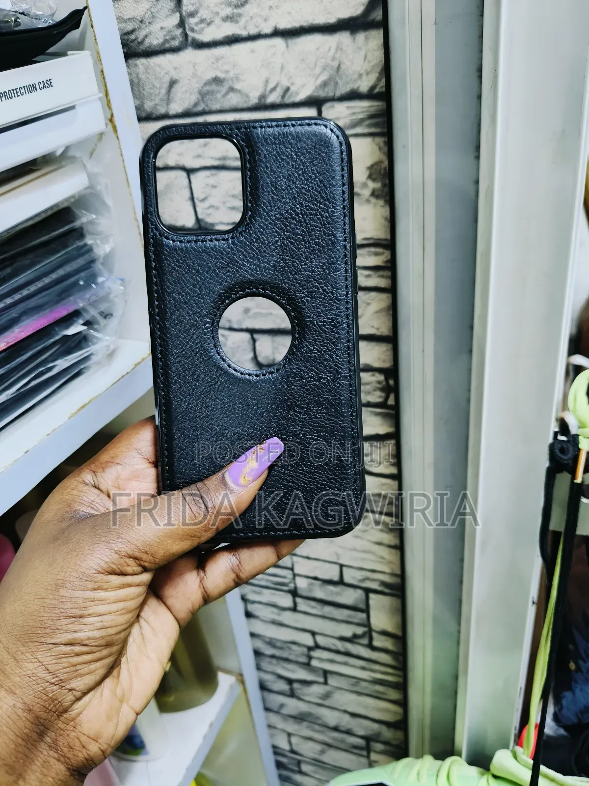 iPhone 11 Pro Max Leather Back Cover (Black)