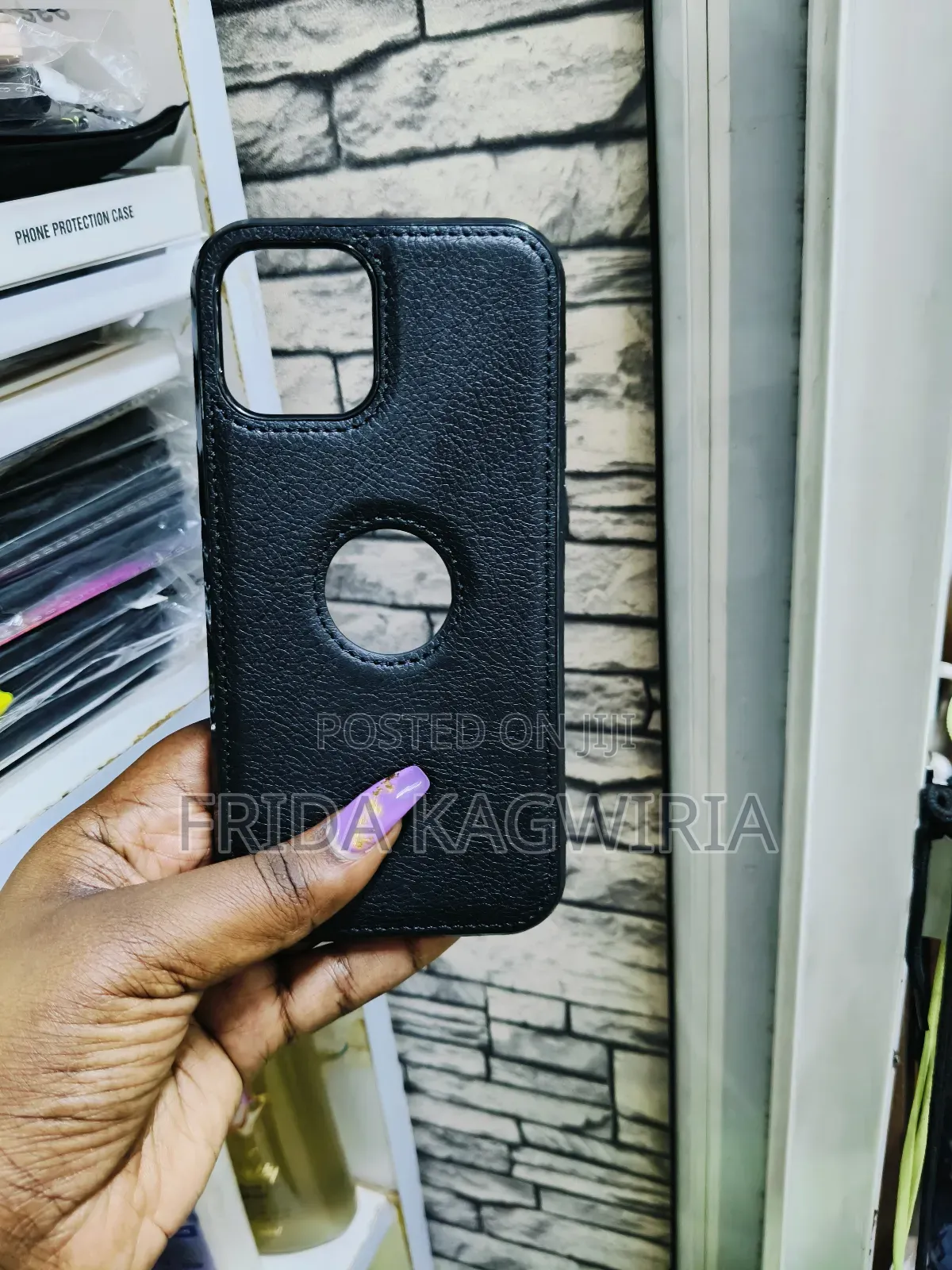 iPhone 11 Pro Max Leather Back Cover (Black)