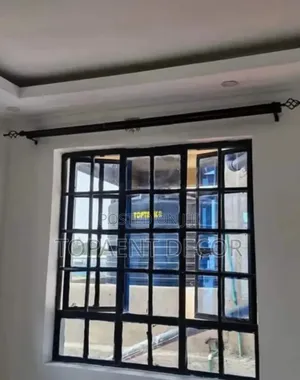 2m Black Double Adjustable Window Curtain Rods