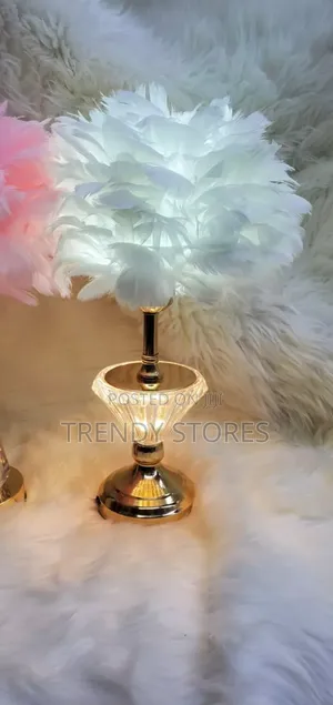 White Feather Glass Stand Lamp