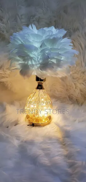 Blue Feather Glass Stand Lamp