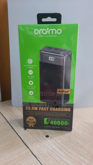 Oraimo Ultra Fast Charging (22.5W) 40000mah Power Bank.