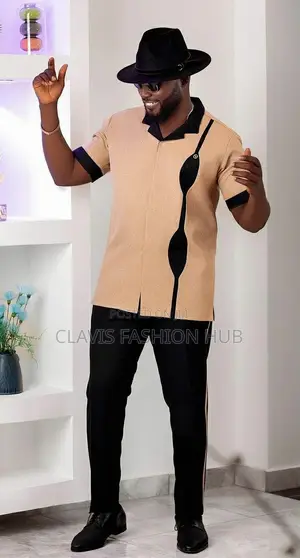 Men Beige Ankara Senator Suits
