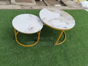 Nesting Marble Tables, (Golden Stands)