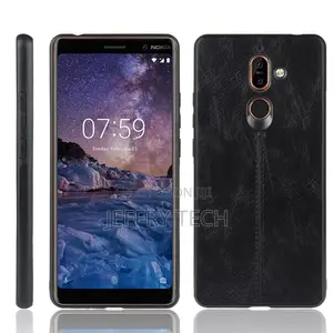 Nokia 7 Plus Case TPU Leather Phone Case Cover - Black