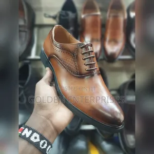 Brown Laced Official Leather Shoes 38-45