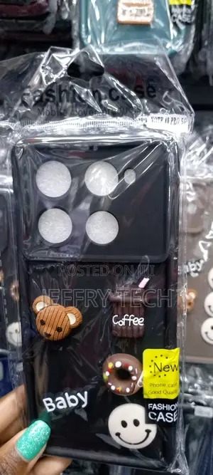 3D Bear Ball Coffee Case for Infinix Note 40 Pro 5G -Black-