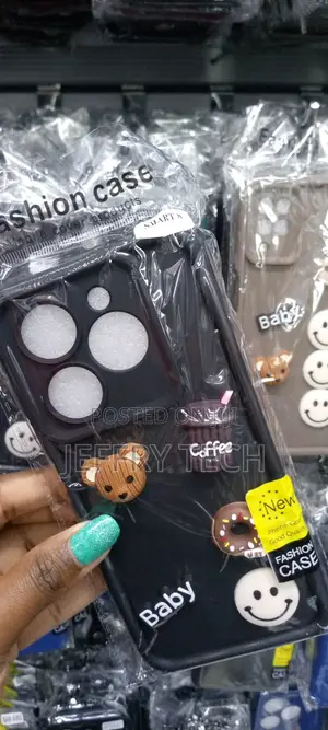 3D Doll Bear Coffee Case for Infinix Smart 8 -Black-