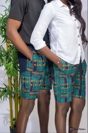 Couple Matching Kitenge Floral Shorts