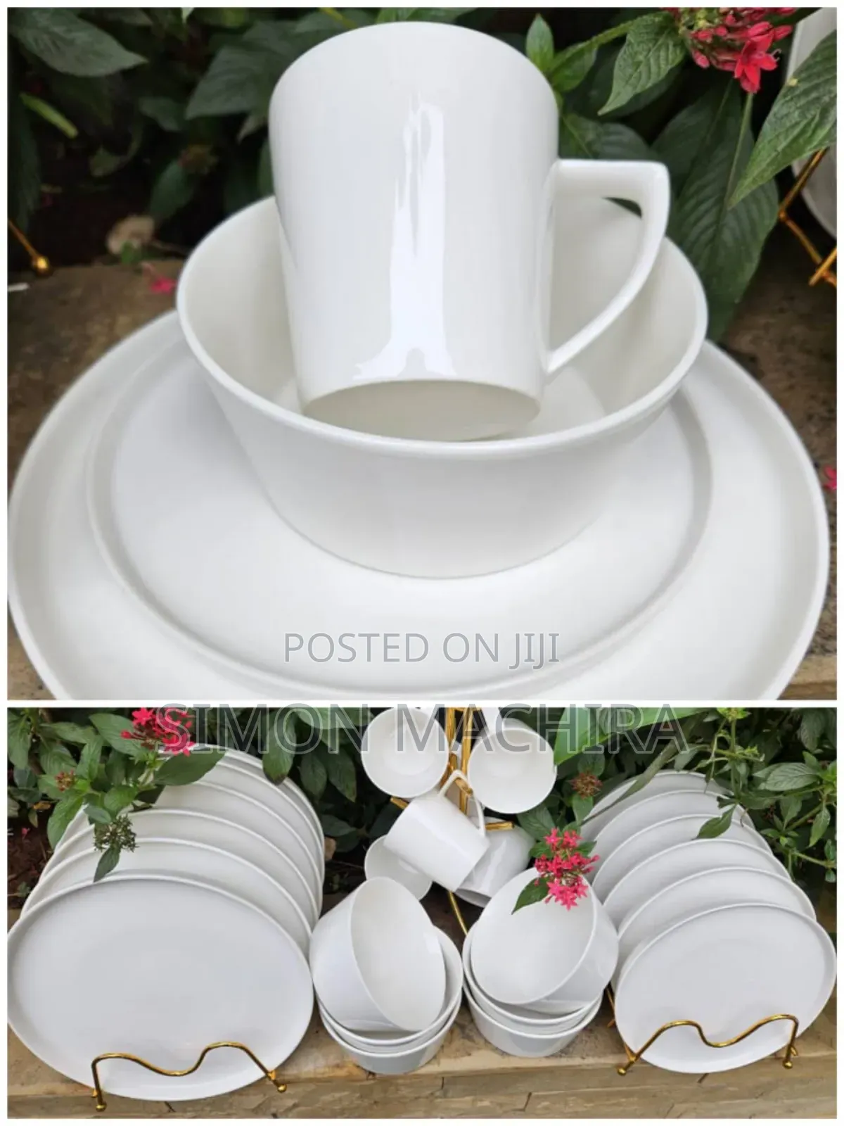 24pcs All White Ceramic Dinner Set