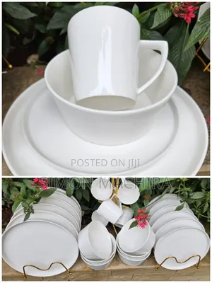 24pcs All White Ceramic Dinner Set
