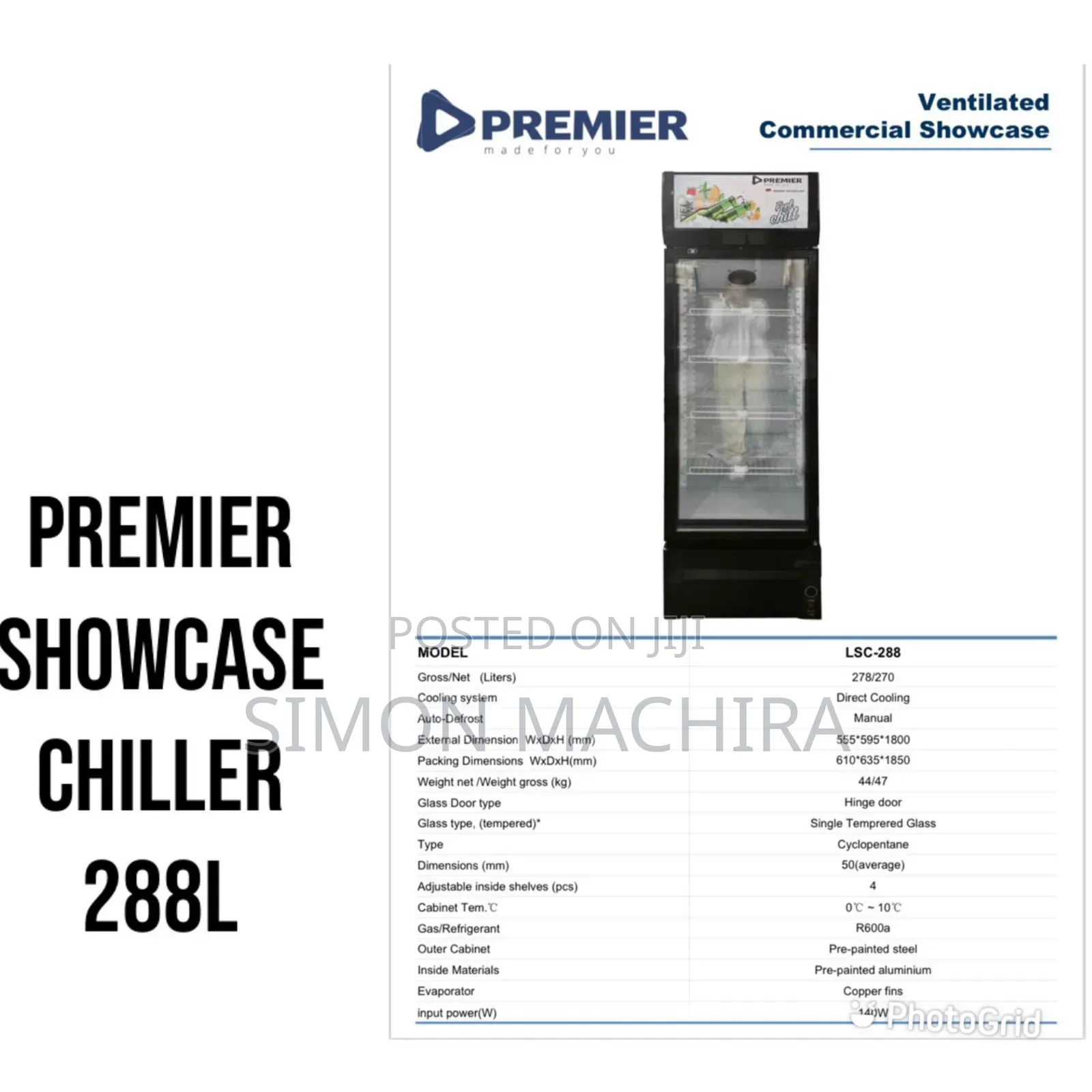 Showcase Chiller. 288L Premier Fridge / Display Fridge
