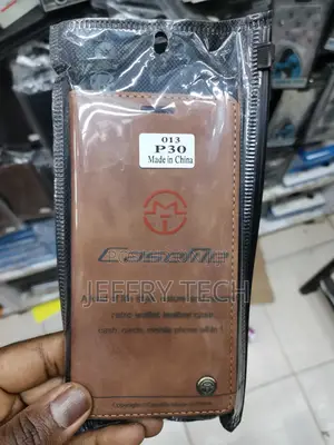 Flip Leather Case for Huawei P30 -Brown-