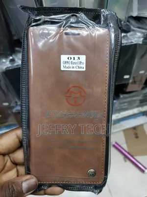 Leather Flip Cover for OPPO Reno 11 Pro -Brown-
