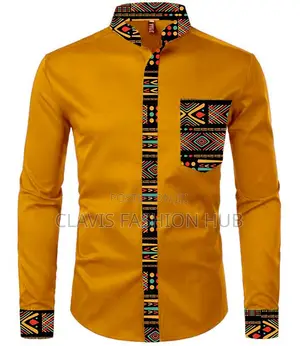 Mustard Kente Kitenge Long Sleeved Shirt
