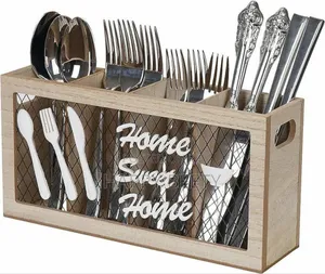 Wooden Kitchen Utensils Holder Cutlery Organizer