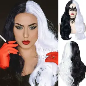Half Black and White Halloween Part Wig